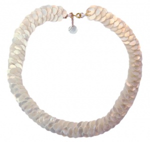 1970s Mother of Pearl Triple Layer Collar Necklace